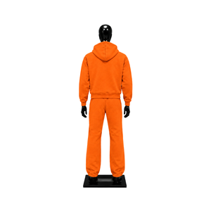 Conjunto Deportivo de Forro Polar Naranja para Hombre, Sudadera con Cremallera Completa y Pantalones Jogger, Ropa Deportiva Casual de Invierno, Venta al Por Mayor, Fabricante OEM, Proveedor - Product Image 2