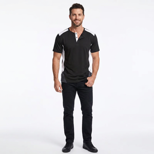T-shirt à manches courtes pour homme, noir et blanc, style décontracté, col rond, tricoté, respirant, haute qualité, marque personnalisée OEM - Product Image 5