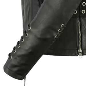 Chaqueta de Motociclista Clásica de Cuero para Hombre con Mangas Acolchadas, Cierre de Cremallera Asimétrico, Cuello Solapa y Múltiples Bolsillos - Product Image 2