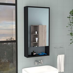 Armoire à pharmacie à porte unique Palermo avec deux étagères intérieures et une étagère extérieure Miroirs de bain Produit - Product Image 3