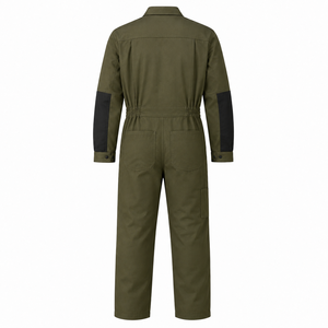 Combinaison industrielle homme vert olive et noire, col classique, coudes renforcés, genoux renforcés en sergé robuste, multi-usages - Product Image 4