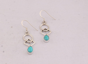 Wholesale 925 Sterling <b>Silver</b> Turquoise <b>Earrings</b> Natural Gemstone <b>Drop</b> <b>Earring</b> for Women Artisan Handmade Jewelry Supplier - Product Image 3