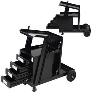 Carrello Portatile in Acciaio Nero a 4 Cassetti con Ruote per Saldatura e Stoccaggio - Product Image 5