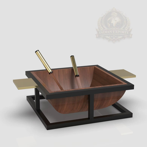 Bol de service en bois de luxe moderne avec support en métal, écologique, pour usage domestique, bol décoratif Majlis en provenance de l'Uttar Pradesh - Product Image 1