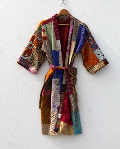 Nouveauté Veste Kantha vintage en coton Robe Kimono Kantha ethnique style bohème pour femmes - Product Image 1