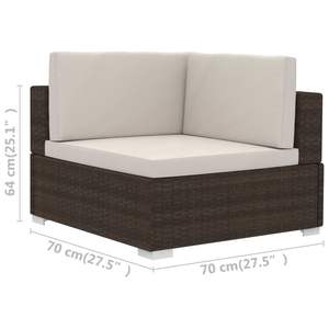 Juego de 2 Sillas de Esquina de Ratán PE Marrón, Muebles de Jardín Modulares Estándar - Product Image 5