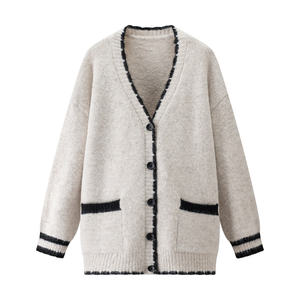 Custom Breathable V-Neck Varsity Cardigan Mens Retro Striped Sleeve Knit Sweater Button Up College Style <b>Jacket</b> - Product Image 6