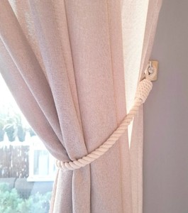 Cotton Rope Curtain <b>Tiebacks</b> – Elegant White Cotton Drapery Holdbacks – Natural & Stylish - Product Image 2