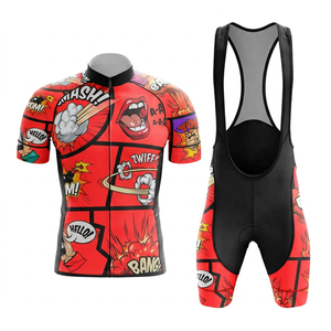 Custom Heat-Transfer Unisex <b>Cycling</b> Jersey Set Eco-Friendly Active Stretch Quick Dry Breathable Pop Art Comic Print Road Bike - Product Image 1