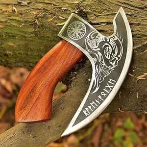 มีดตัดพิซซ่ารูปขวานไวกิ้ง งานแฮนด์เมดเกรดอุตสาหกรรม ด้ามไม้ ทรงขวาน ใช้หั่นพิซซ่า ของขวัญ อุปกรณ์กลางแจ้ง พร้อมปลอก - Product Image 4