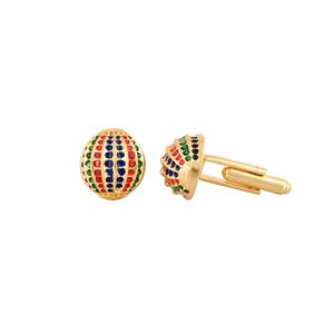 Mancuernillas Redondas de Lujo con Cuentas Multicolores Chapadas en Oro para Hombre, Accesorios para Camisa Formal, Regalo de Boda o Negocios, Mancuernillas de Diseño - Product Image 6