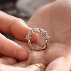 Anillo de aniversario con 5 diamantes cultivados en laboratorio, diamantes de corte redondo de 6 mm, ajuste cómodo, estilo europeo, diamante certificado por IGI - Product Image 6