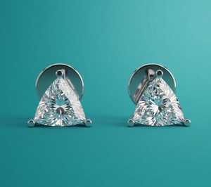 Pendientes Solitarios de Moissanita de 1 Quilate con Corte Trillón para Unisex, Plata 925, Joyería para Aniversario de Mujer, Regalo para Novia - Product Image 4