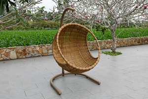 NEST Hotel Resort Outdoor <b>Swing</b> Chair with HDPE Wicker Basket and Cushion - Product Image 6