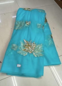 Tela de red ligera con revestimiento de PE de primera calidad con bordado de cuentas pesadas para vestidos de novia, lehengas, ropa étnica, 45 GSM, para mujer - Product Image 2