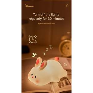 Lámpara Nocturna Moderna de Silicona con Forma de Conejo de Dibujos Animados, Luz LED Cálida, Control por Sensor, Regulable, para Bebés y Niños, Recargable por USB - Product Image 4