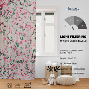 ผ้าม่านพิมพ์ลายมัดย้อมสีสันสดใส ผ้าฝ้ายเนื้อนุ่ม สไตล์โบโฮ สำหรับตกแต่งบ้าน รีสอร์ท คาเฟ่ ห้องนอน ขายส่งจากผู้ผลิตในอินเดีย - Product Image 6