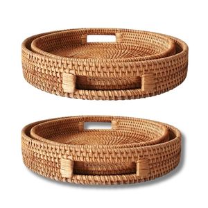 PHU HAO Wicker Rattan <b>Basket</b>/<b>Tray</b> Handmade Eco-Friendly Home Decor Space-Saving Design for Kitchen Storage Multi-Purpose Use - Product Image 1
