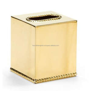 Caja de servilletas chapada en oro para TEMA DE BODA Caja dispensadora de pañuelos de alta calidad Caja de servilletas de metal ligera portátil - Product Image 4