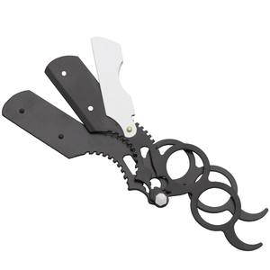 Navaja de Afeitar Profesional de Doble Anillo, Recta, Manual, de Acero Inoxidable (Blanco y Negro) para Uso en Barberías - Product Image 6