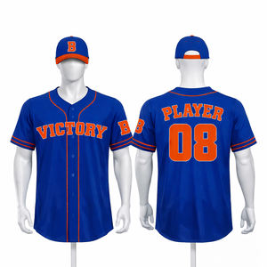 Camiseta de Béisbol Sublimada Personalizada con Nombre y Número del Equipo, Color Azul Marino y Naranja, Ropa Deportiva para Equipos - Product Image 1