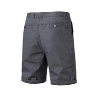 Shorts Bermuda pour Hommes Grande Taille, Couleur Unie, Décontracté, en Coton Tissé, Fermeture Boutonnée, Taille Moyenne, Poches, Couleur Grise, Short Chino