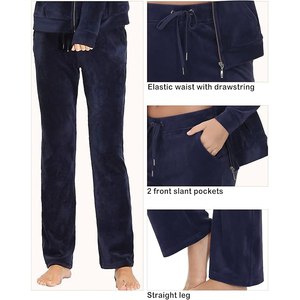 Conjunto de Pantalones y Chaqueta con Cierre, Cuello Alto, Puños Elásticos, Bolsillos Laterales Transpirables y Suaves, Cintura Elástica, Chándal de Terciopelo - Product Image 5