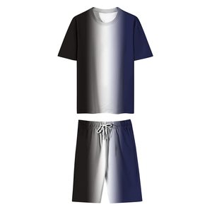 Ensemble de mode estival pour homme, t-shirt décontracté en coton respirant et short, ensemble de survêtement court 2 pièces, couleur et taille personnalisables, ensembles d'été - Product Image 2