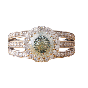 2.00 CT Fancy Green Portuguese Cut Lab Grown Diamond Solitaire <b>Ring</b> with Prong Setting 14K Gold <b>Statement</b> <b>Ring</b> - Product Image 1