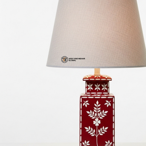 Elegant Hand-Painted Floral Ceramic Table Lamp with Traditional <b>Red</b> <b>Vase</b> Base and Premium Fabric Shade for Warm - Product Image 4