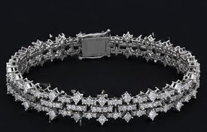 Silver Color Moissanite Bracelet Cross Pattern Iced Out Claw <b>Set</b> <b>Bangle</b> Hip Hop Jewelry Gift Party Wedding - Product Image 5
