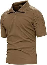 Micah Corporation Men's Khaki Short Sleeve Performance Shirt Premium Quarter <b>Zip</b> Outdoor Breathable Knitted 100% Cotton - Product Image 2