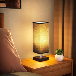 Minimalist Wood Fabric Column <b>Table</b> Lamp Modern Japanese Style <b>LED</b> <b>Bedside</b> Nightlight for Bedroom Living Room Zen Decor - Product Image 6