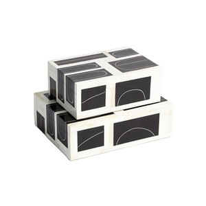 Hot Selling <b>Black</b> and White Geometric Resin Inlay Decorative <b>Box</b> Elegant <b>Storage</b> <b>Box</b> <b>for</b> Home and Office Decor - Product Image 1