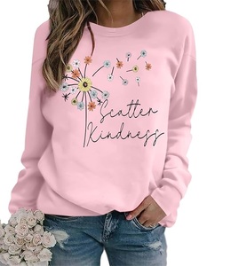 Wholesale Price Luxury Long Sleeve Neck Shoulder Slope Printed Comfortable Casual Women's Cotton Sweatshirt Winter Custom Print - Product Image 1