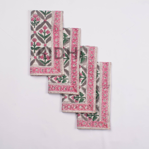 Serviettes de table en coton 100% imprimées à la main en Inde, motif floral, rose vif, de haute qualité, pour dîner, vente en gros - Ridhi - Product Image 4
