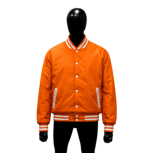 Veste universitaire orange pour homme Reklo Industries, couleur unie, col rabattu, coupe classique, vêtements d'hiver décontractés, respirante, écologique - Product Image 1