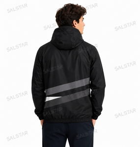 Custom <b>Men</b>’s <b>Windbreaker</b> <b>Black</b> Jacket Set Lightweight Hooded Running Sportswear Sublimation Training Jogging Tracksuit OEM - Product Image 2