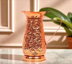 Ensemble de carafes en cuivre pour une présentation de table luxueuse, service d'eau en métal avec verres, durable, réutilisable, pour cuisine et salle à manger. - Product Image 5