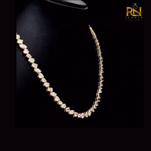 Mixed Cut Cluster Diamond <b>Tennis</b> <b>Necklace</b> Lab Grown Multi Shape Collar Solid <b>Gold</b> 9K 14K 18K Fine Jewelry - Product Image 2