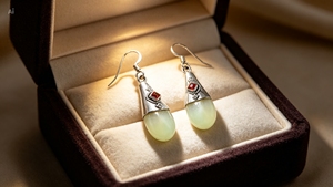 Orecchini pendenti in argento 925 Art Palace con pietra di luna naturale verde lucidata per un look alla moda - Product Image 4