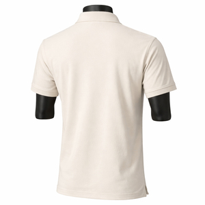 Polo en piqué uni à manches courtes pour homme, coupe classique, beige, en coton, décontracté, respirant, style tricoté, vente en gros, haute qualité - Product Image 2