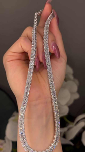 Luxury Moissanite Baguette Tennis <b>Chain</b> Necklace 925 Silver <b>Iced</b> <b>Out</b> Sparkling Statement Jewelry Gift For Women And Men - Product Image 6