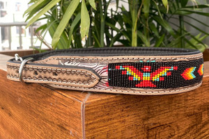 Manufacturer OEM ODM Custom Hand Tooled Leather Beaded Pet Collar Genuine Leather Heavy Duty Adjustable Training Dog Collars - Product Image 3