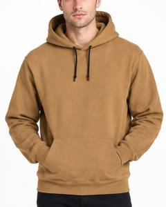 Wholesale Plain Blank Hoodies Custom Embroidery Printing <b>Men</b> Clothing Unisex Brown Khaki French Terry Pullover Fleece <b>Hoodie</b> - Product Image 3