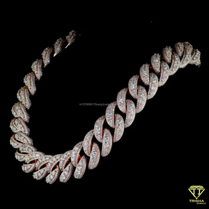 Fashion <b>Iced</b> Out Cuban Link <b>Chain</b> VVS1 Moissanite Mixed Cut Diamonds 925 Silver Heavy Necklace Hip Hop Rapper Bling - Product Image 2