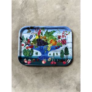 Luxury Enamel Serving Tray Round Floral Bird Print <b>Decorative</b> Platter High-End Kitchenware Giftware Bulk Wholesale Home Decor - Product Image 5