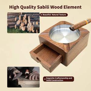 Cenicero Portátil de Madera Resistente con Diseño Elegante Redondo y Cuadrado para Uso en Hogar, Oficina y Hotel, Ecológico para Fumadores - Product Image 2