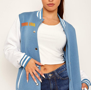 High Quality Women's <b>Quilted</b> Varsity Jacket 100% <b>Wool</b> Custom Embroidery Logo Customizable Design 2 Colors Sheep Skin Cotton - Product Image 5