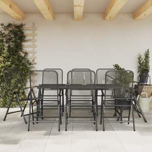 Set da pranzo Patio da 9 pezzi in rete metallica antracite per le impostazioni del giardino - Product Image 1